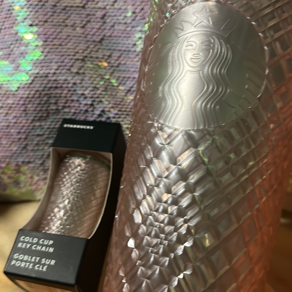 Starbucks pink lemonade cold cup and matching key chain. - Picture 2 of 3